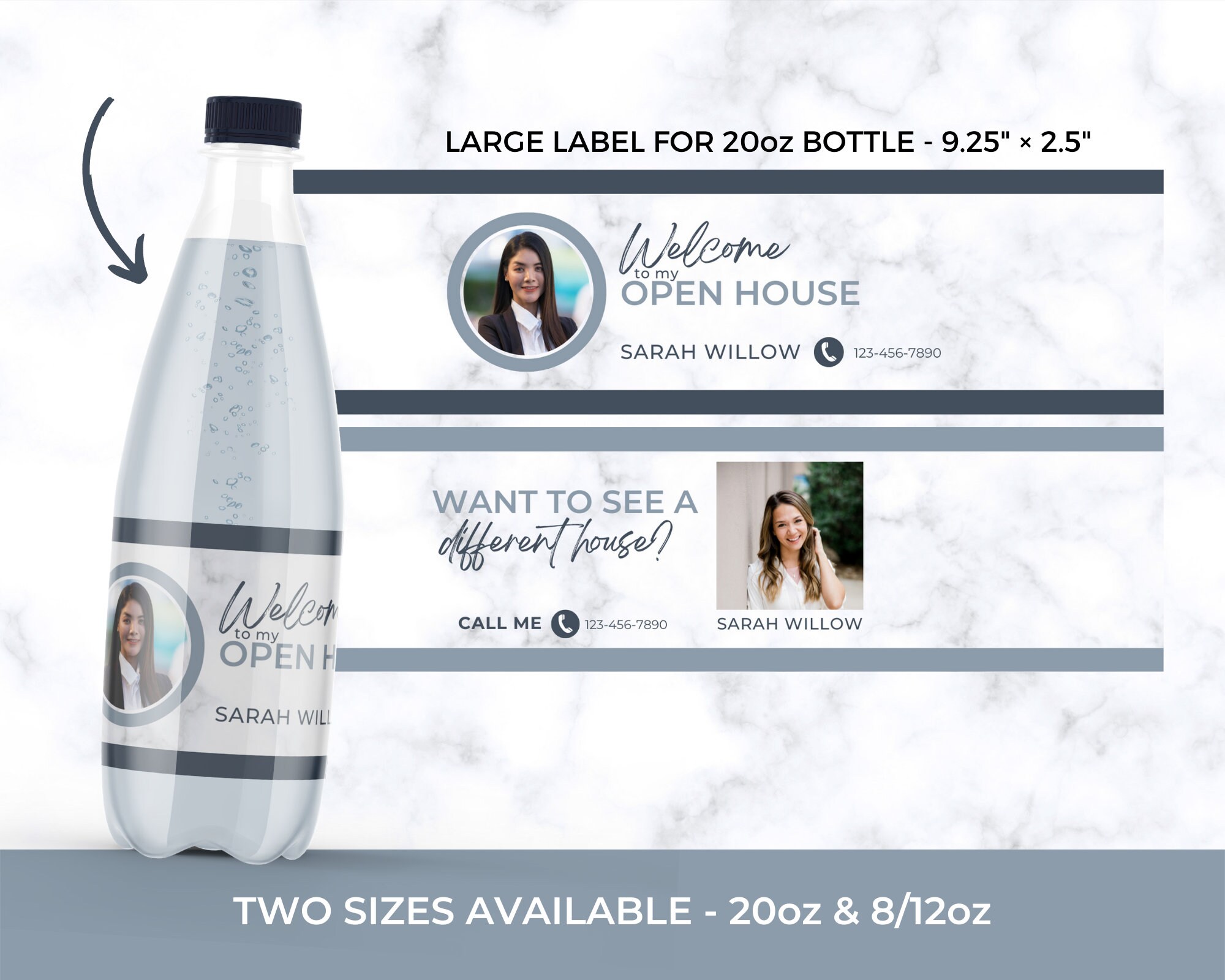 REALTOR Water Bottle Label, Realtor Marketing, Open House, Real Estate Water Bottle Wrapper