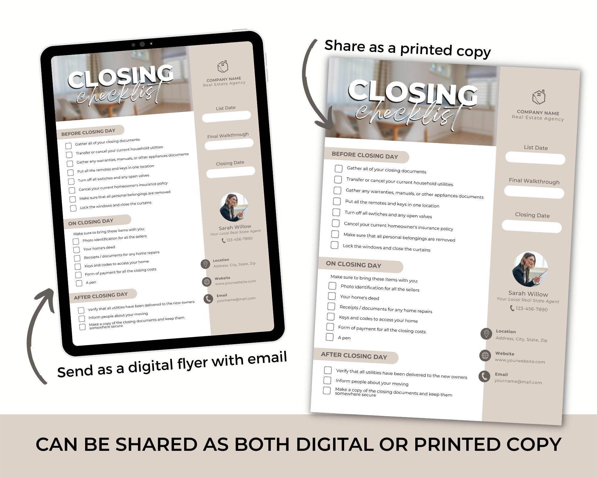 Closing Checklist | Real Estate Closing Checklist Template | Real ...