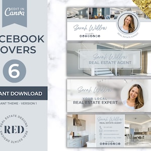 Facebook Cover Banners | Facebook for Real Estate Agents | Canva Template | Facebook Marketing for Realtors | Real Estate Agent Branding Kit