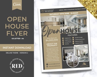Real Estate Open House Flyer Template | Open House Flyer | Real Estate Marketing | Editable Canva Template | Open House Flyer For REALTOR
