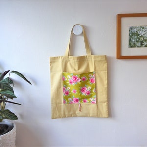 PDF easy foldable tote bag | ENGLISH sewing pattern | roll-up folding reusable shopping bag | grocery tote | handmade eco-friendly gift idea