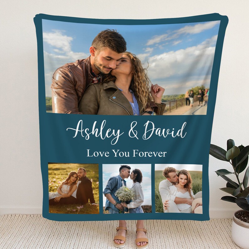 Custom Couple Photo Blanket, Personalized Couple Picture Blanket Gifts ...