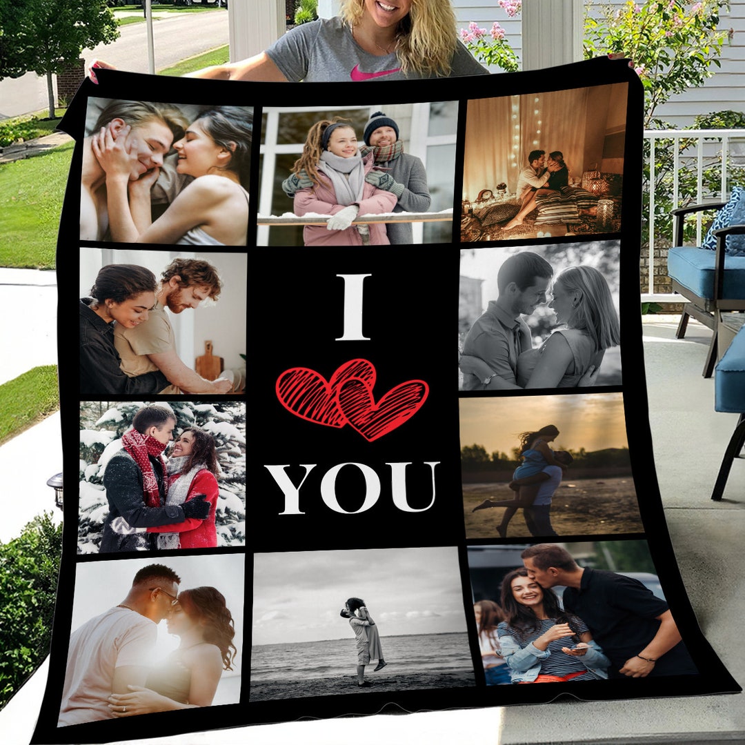 Personalized Picture Blanket, Custom Couple Photo Blanket, Family Photo ...