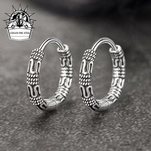 Viking Earrings Vintage Cool Huggie Hoop Earrings Stainless Steel hoop earrings-viking jewelry-men earrings-celtic earrings-gift idea women