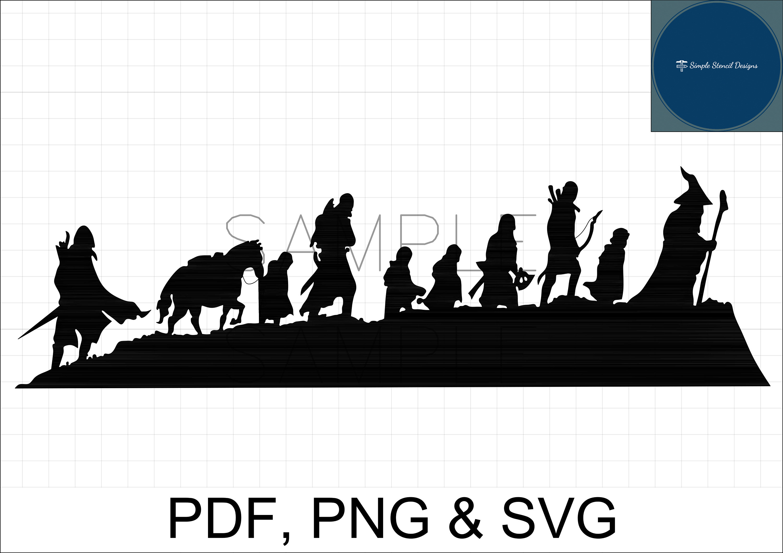 Lord of the Rings Silhouette Filled and Outline PDF PNG Etsy