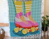 Ins Style Skating Shoes Blanket|Blue Sofa Art Blanket|Vintage Beach Picnic Blanket|Country Style Large Size Blanket|Gifts For Her And Him