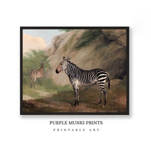Zebra Landscape Oil Painting | Neutral Painting | DIGITAL DOWNLOAD PRINT | 215 | Rustic - Farmhouse Printable Wall Art Decor