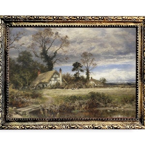 Cottage in the Countryside vintage oil Painting | DIGITAL DOWNLOADABLE  | 108 | Printable Wall Art Decor | Rustic Country Farmhouse