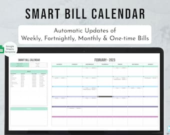 Smart Bill Calendar 2025-2026, Google Sheets Automatic Bill Calendar, Weekly Fortnightly Monthly Calendar Spreadsheet, Finance Template
