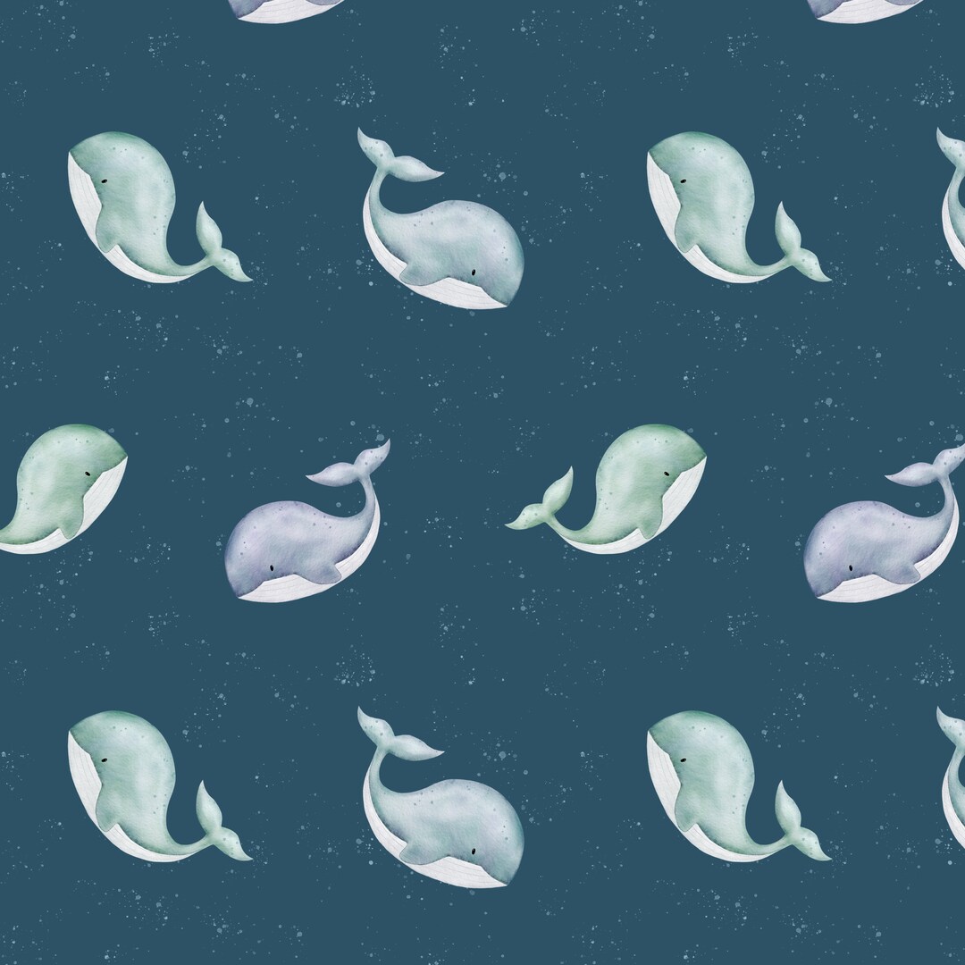 Whale Seamless Pattern, Repeat Design, Digital File, Commercial Licence ...