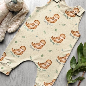 Otterly schattig naadloos patroon digitaal bestand, otterstofontwerp, baby naadloos patroon, kinderen, niet-exclusief, natuurlijke splatachtergrond afbeelding 3
