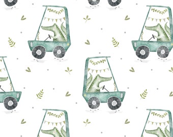 Crocodile seamless pattern digital file, Car Fabric Design, Jungle Seamless Pattern, Children's Seamless, Non-Exclusive, White background