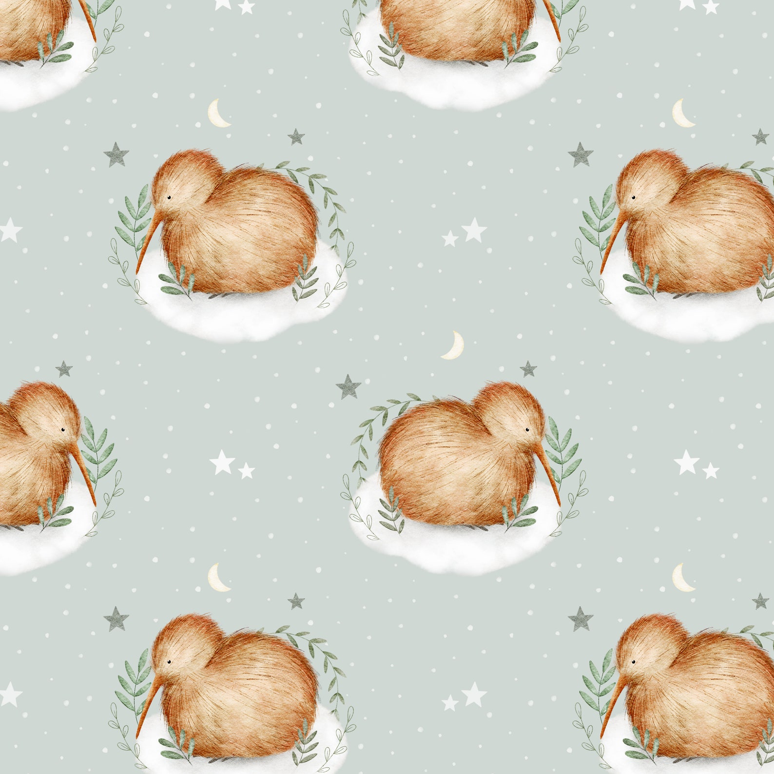 Iwi Bird Pattern Kiwi Bird Seamless Pattern, Fabric Design, Baby Seamless Pattern ...