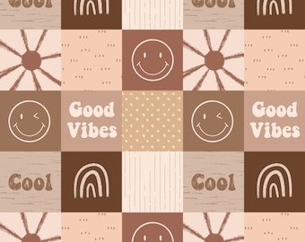Boho Rainbow Patchwork seamless pattern digital download, Smiley Fabric Design, Children's Seamless, Non-Exclusive