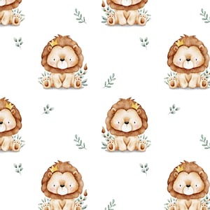 König der Löwen nahtlose Muster digitale Datei, royal baby Cute Safari nahtlose Muster, Kinder nahtlos, nicht exklusiv, weißen Hintergrund
