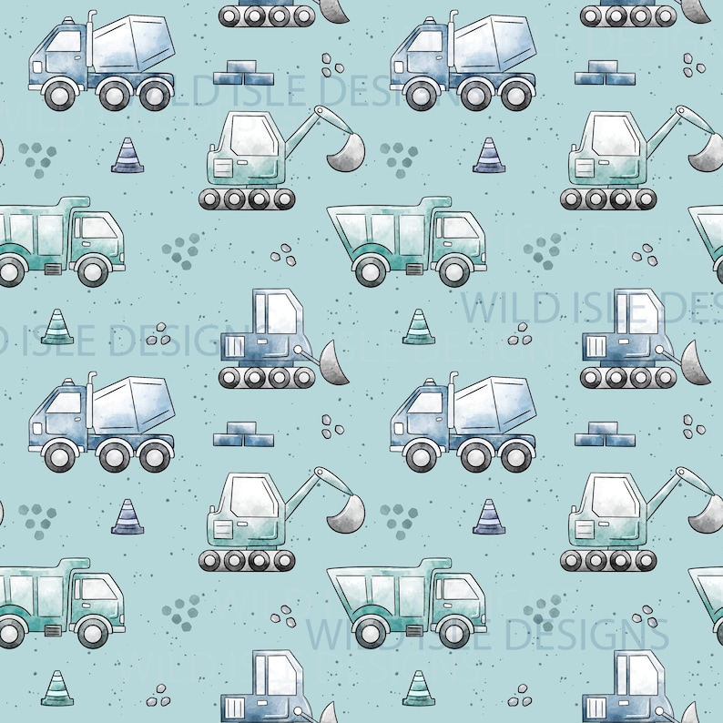 Digger Construction Truck Repeat Pattern, Vehicle Fabric Design ...