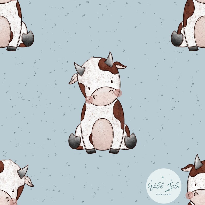 Daisy Cow Seamless Pattern Design File, Farm Nursery Fabric Design ...