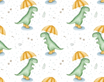 Dinosaur seamless pattern, T rex Fabric Design, Baby Seamless Pattern, Children's Seamless, Non-Exclusive, White dot background