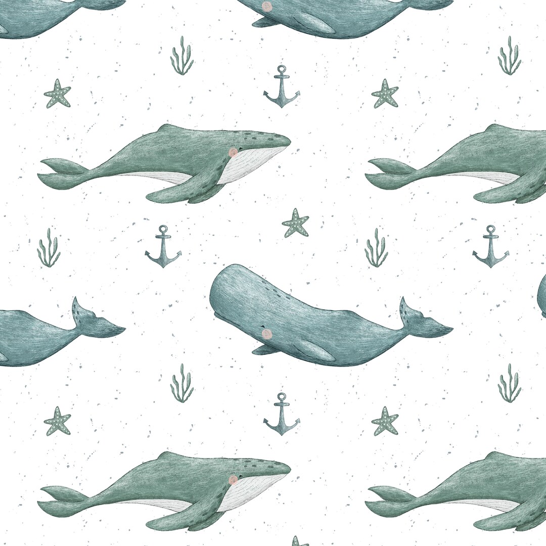 Whale Seamless Digital File, Ocean, Seamless Design, Repeat Pattern ...