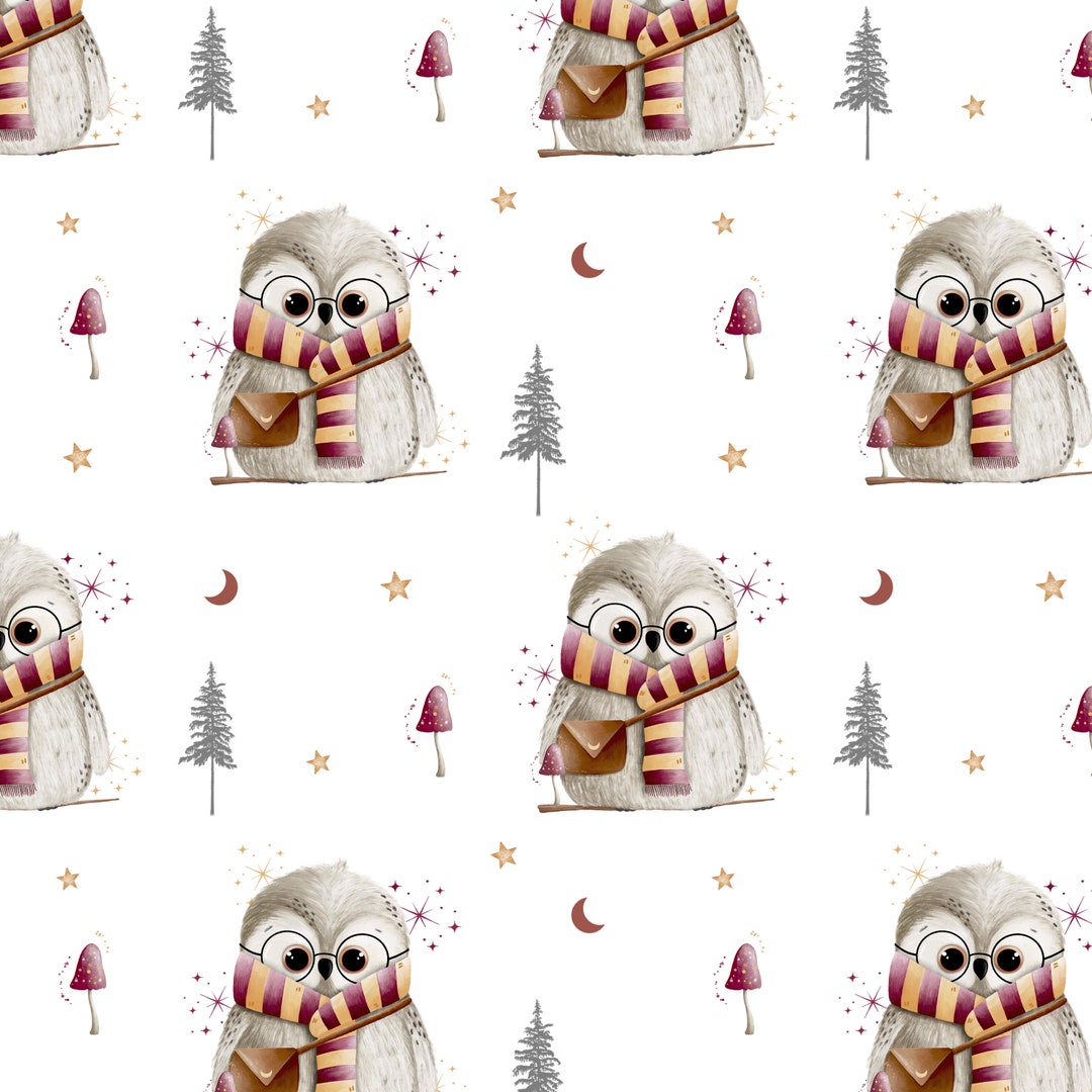Magic Owl Seamless Pattern, Wizard Fabric Design (digital Download) - Etsy