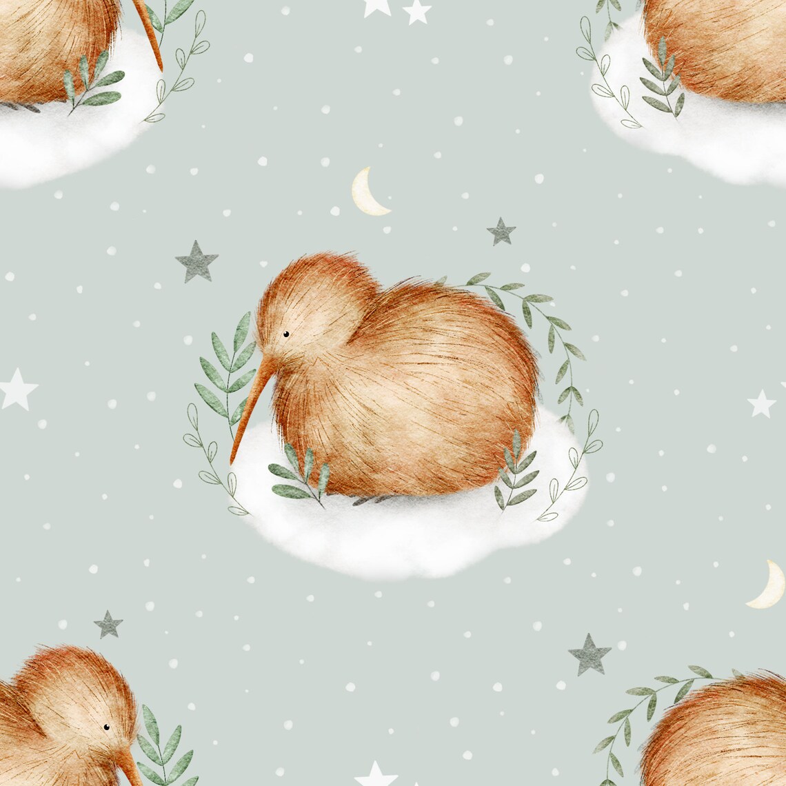 Iwi Bird Pattern Kiwi Bird Seamless Pattern, Fabric Design, Baby Seamless Pattern ...