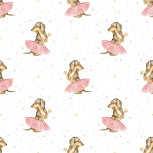 Ballerina Dachshund seamless pattern digital file, dog Fabric Design, Baby Seamless Pattern, Pet Seamless, Non-Exclusive, White background