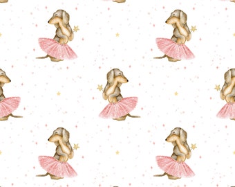 Ballerina Dachshund seamless pattern digital file, dog Fabric Design, Baby Seamless Pattern, Pet Seamless, Non-Exclusive, White background
