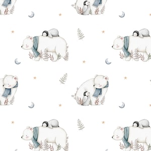 Winter Eisbär und Pinguin Muster, digitale Datei, Winter arktische Design, Baby Musterdesign, nicht-exklusiv, weißer Hintergrund