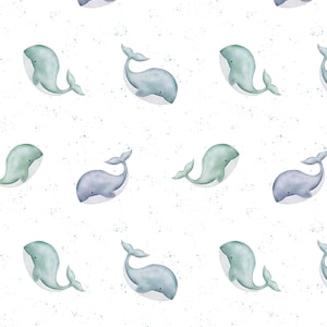 Whaley cute, wieloryb, ocean, bezszwowy wzór, powtarzalny wzór, projekt cyfrowy, licencja komercyjna, wzór projektu białe tło