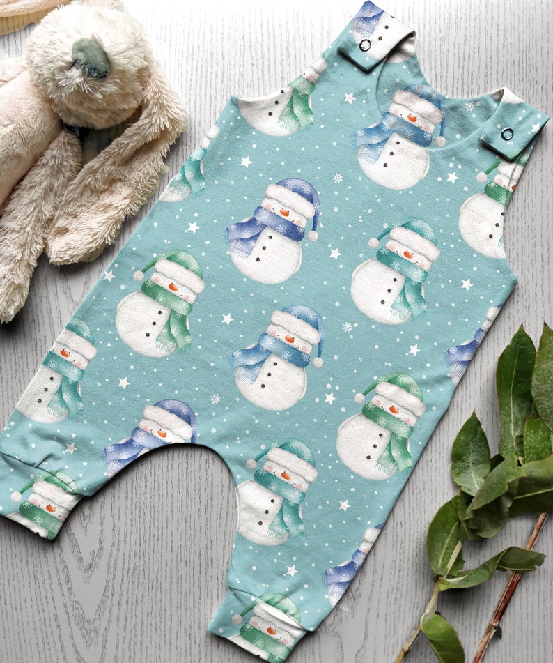 Snowman seamless pattern, Merry Christmas Fabric Design, Baby Seamless Pattern, Children's Seamless, Non-Exclusive, Blue snow background image 3