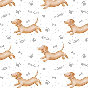 Dachshund seamless pattern digital file, dog Fabric Design, Baby Seamless Pattern, Pet Seamless, Non-Exclusive, White background,