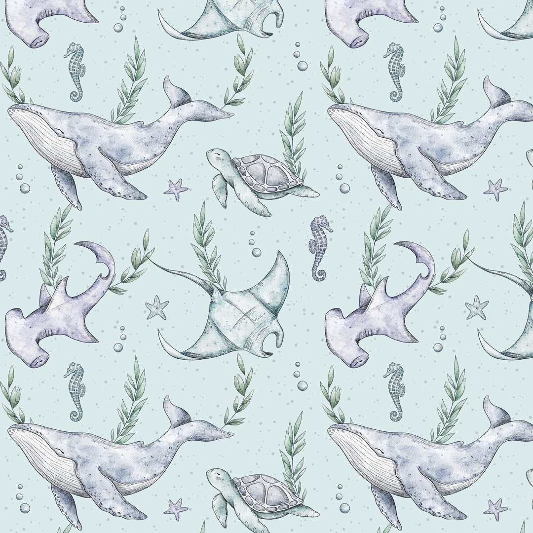 Ocean Seamless Pattern Digital File, Under the Sea Fabric Design, Baby ...