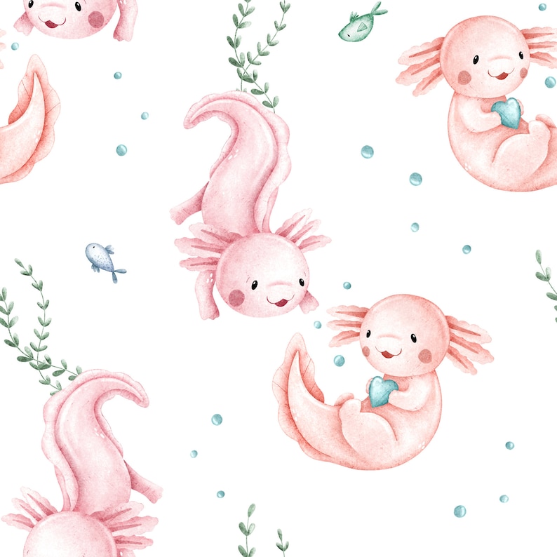 Axolotl Seamless Pattern Digital File, Cute Fabric Design, Baby ...