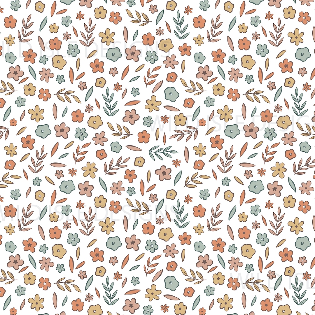 Hand Drawn Ditsy Floral Flower Seamless Pattern Digital File, Daisy ...