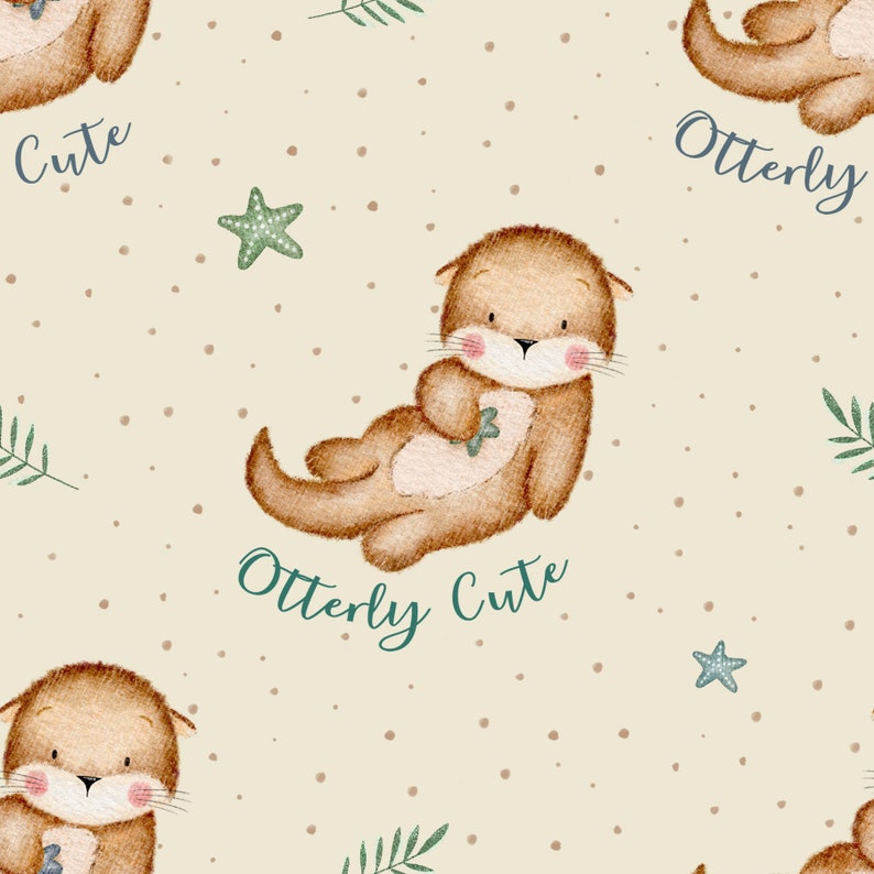 Otterly schattig naadloos patroon digitaal bestand, otterstofontwerp, baby naadloos patroon, kinderen, niet-exclusief, natuurlijke splatachtergrond afbeelding 2