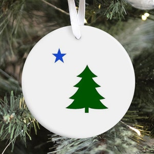 Originele 1901 Maine State Map Circle Xmas Ornamenten, Old Maine Flag Xmas, Maine Flag Decor, Maine Flag Gift, Maine Souvenir, Maine Pine Tree Flag