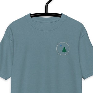 Original 1901 Maine Star and Pine Flag inspired embroidered premium heavyweight tee.Maine pride. Vacationland tee, Maine Pine Tee Shirt.