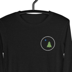 Embroidered Original 1901 Maine Star and Pine Flag Unisex Long Sleeve Tee. Maine Pride, Vacationland shirt, Pine and Star Flag T-Shirt Xmas