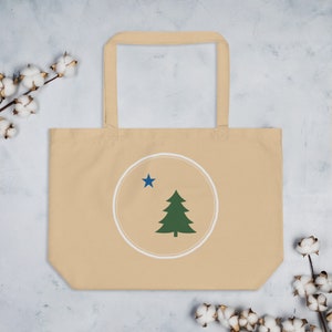1901 Maine Flag Grand sac fourre-tout bio, Original Maine Flag Tote, Back-to-School Bag, Maine Book Bag, Maine Xmas Gift, Maine Travel Bag, Old Maine