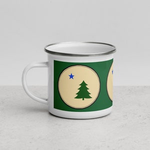 1901 Maine State Flag Enamel Mug,Old Maine Flag Cup,Original Maine Flag,Maine Souvenir Mug,Maine Camping Cup,Maine Travel Mug,Maine Gift