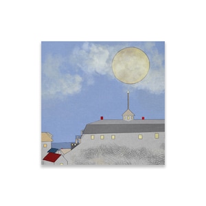 MONHEGAN HOUSE NOCTURNE Canvas Print artwork by Carol-Lynn Rössel,Maine souvenir print,Maine gift art print,Maine Xmas,New England Boat Art