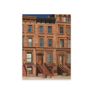 MANHATTAN BROWNSTONES NYC Canvas Original art print in 3 sizes by Carol-Lynn Rössel,New York Decor,Gift Harlem Painting,New York Xmas Gift