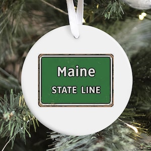 Maine State Line Circle Christmas Ornaments,Maine Souvenir,Maine Pride,Maine Design,Maine Gift,Maine Lover,Maine Holiday Gift,Maine Sign