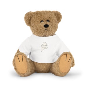 Oso de peluche de Maine con camiseta de mapa de Maine, regalo de Navidad de Maine, oso de peluche de Maine, regalo de cumpleaños de Maine, recuerdo de Maine, regreso a la escuela de Maine, regalo de Maine