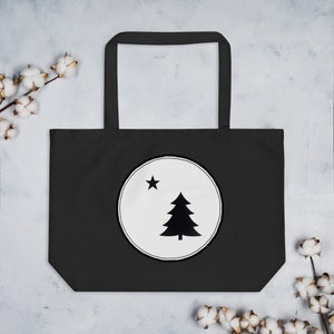 1901 Maine Flag Grand sac fourre-tout bio, Original Star Pine Maine Flag Tote, Back-to-School Maine Tote, Gift Travel Bag,