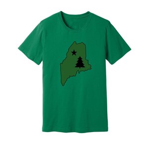 1901 Maine Flagge Unisex Jersey T-Shirt, Maine Karte T-Shirt, Original Maine Flagge Geschenk, Maine Souvenir Karte, Maine Geschenk T-Shirt, Back-to-School Maine, Maine Weihnachten