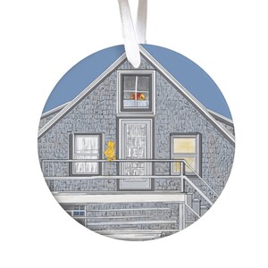 MONHEGAN ISLAND MAINE Circle Christmas Ornament with artwork by Carol-Lynn Rössel,Maine Souvenir Xmas Ornament,Monhegan Kids Xmas Ornament