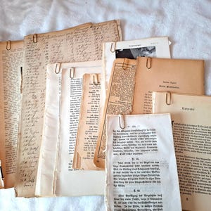 Paket 50 alte Buchseiten 1870-1930, alte Handschrift Rechnungssjournal um 1870, Kochbuch, Gartenlaube, für Junk Journals, grungy, Vintage