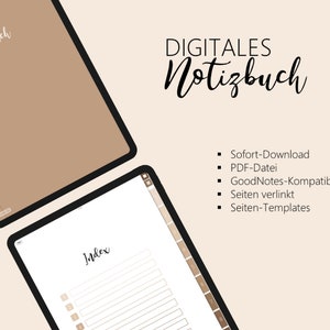 Digital Notebook Earth Tones 10 Sections Linked, GoodNotes, Notability, iPad, Tablet