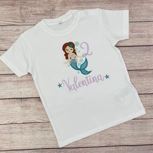 Mermaid birthday shirt for girls, Embroidered mermaid shirt, Shirt with name, Shirt with number, Birthday shirt girls 1 2 3 4 5 6 7 8 9 image 4